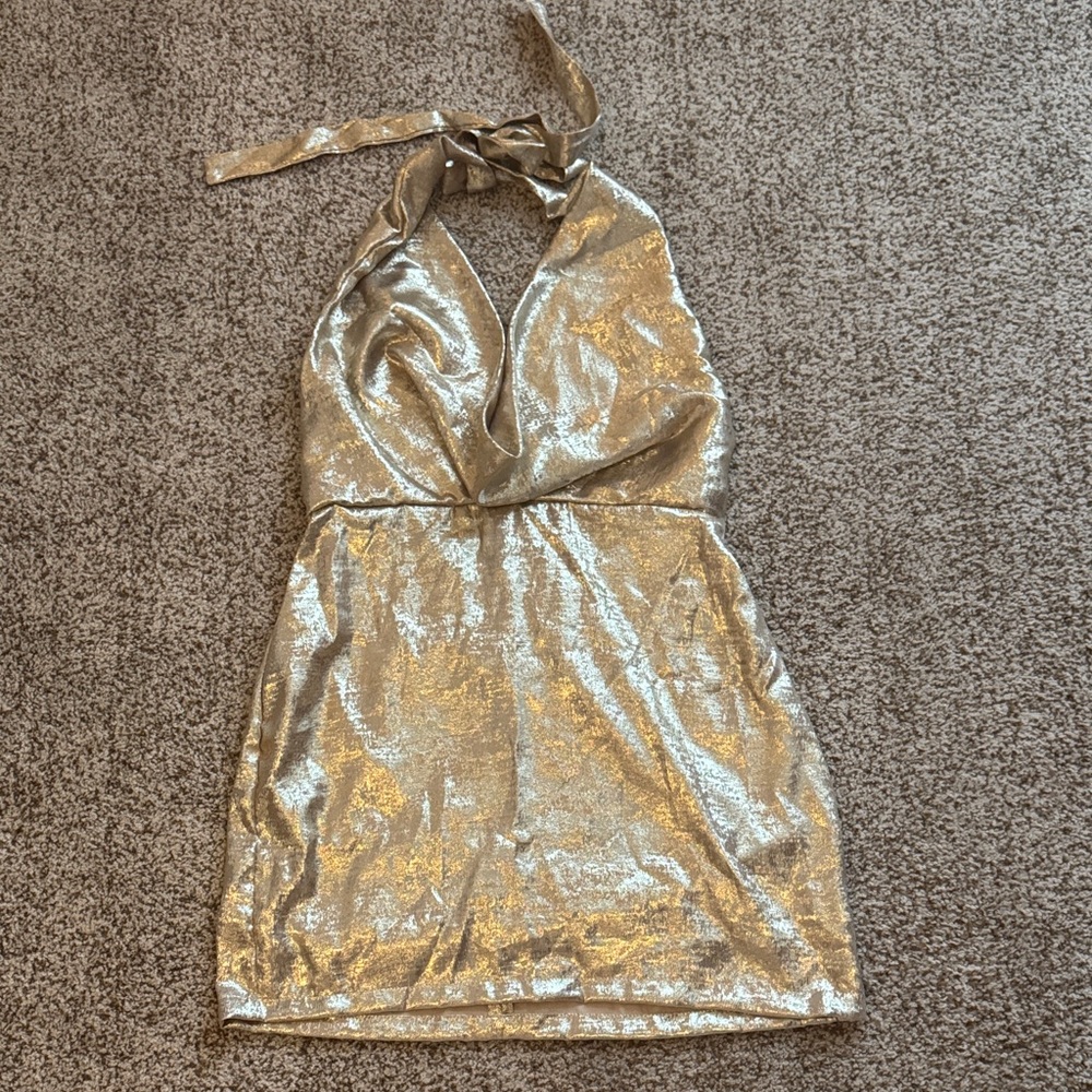 Gold Halter Neck Dress